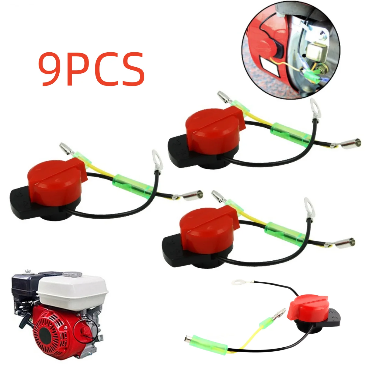 9Pcs Engine Power Stop On Off Kill Switch Control for Honda GX100 120 160 200 240 270 340 390 Engines 168F 170F 188F 190F
