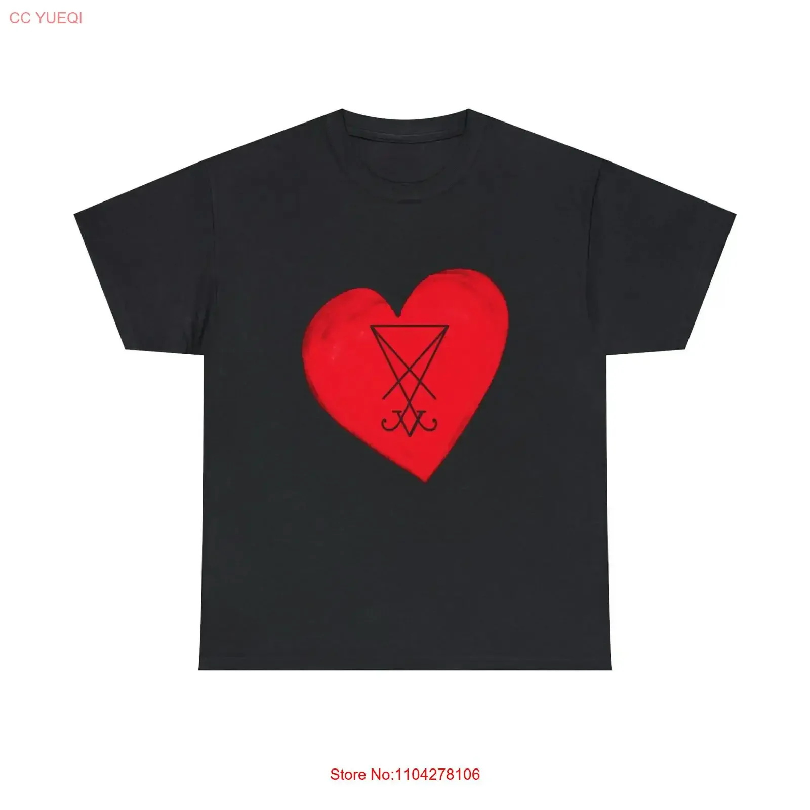 Lucifer Red Heart Sigil T Shirt Occult Deamon Demon  vintage Washed Top For Everyday Wear Stylish Slightly homme