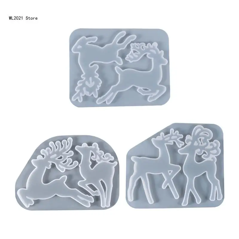 for Creative Christmas Resin Molds Handmade Elk Reindeer Ornament Molds DIY Crafts Gift for for Keychain Decoration Pend