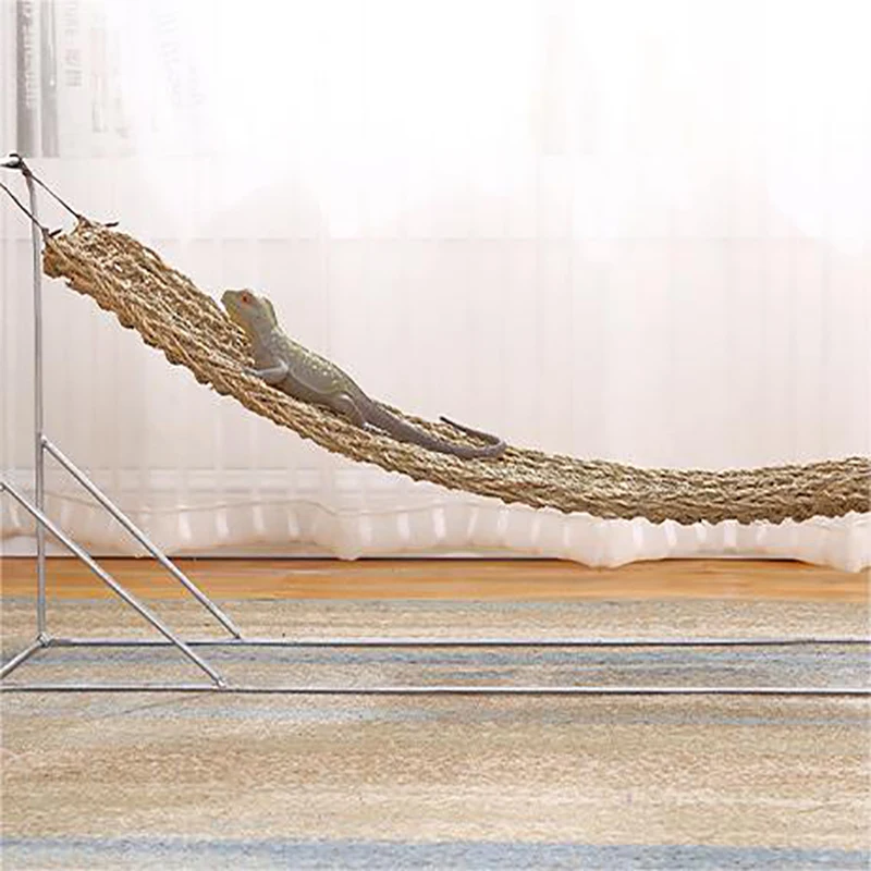 Hamaca para reptiles de algas marinas, estera de hierba para hámster, cama con succión para mascotas, juguete para reptiles, estera colgante para cama, suministros para mascotas, 1 unidad