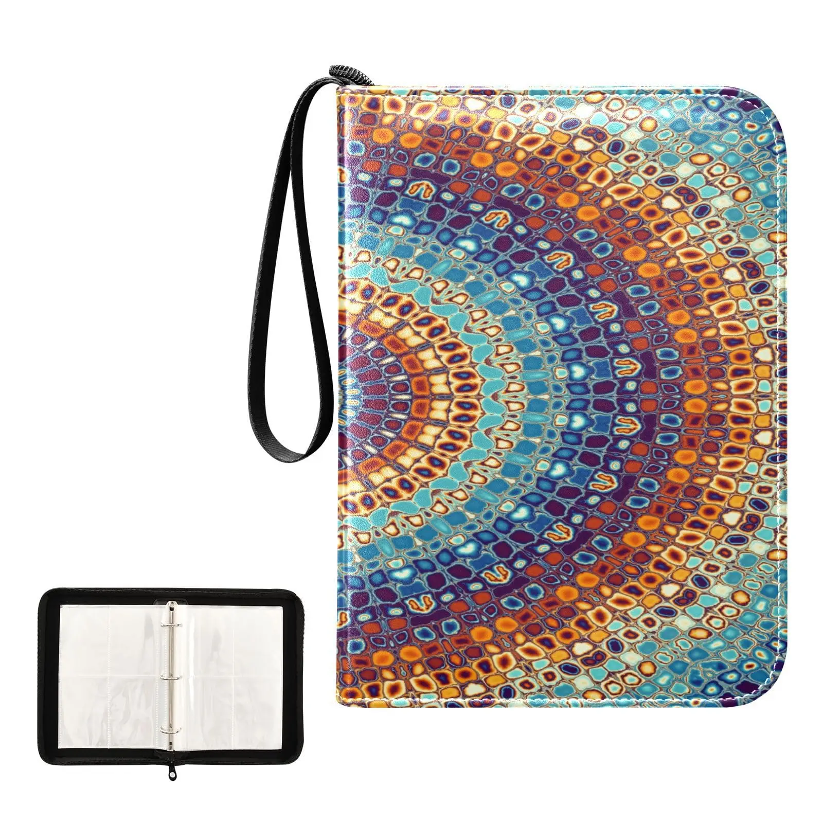 

Boho Mandala Trading 4 Pocket Card Binder 400 Double Sided Pocket Album Sport Game Cards Unique Card Collection Storage