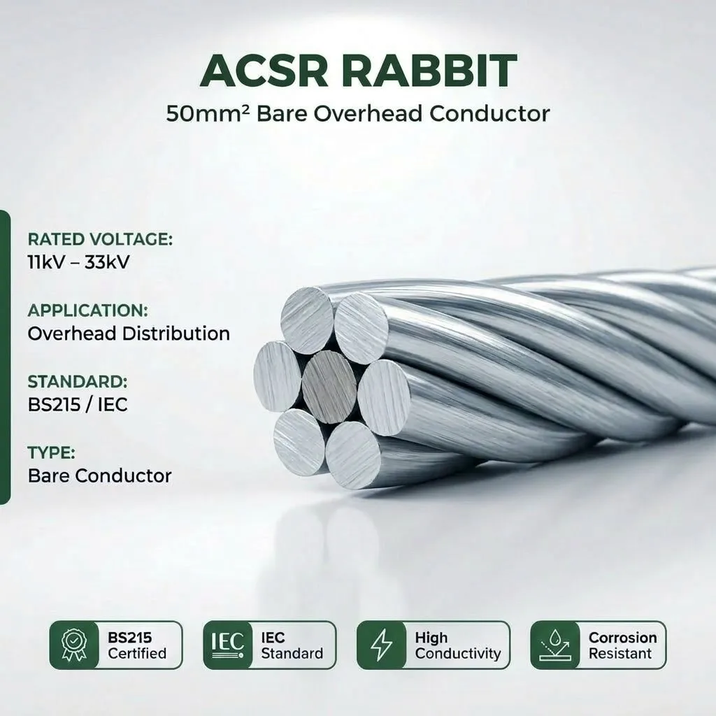 Top Grade Wolf Brand ACSR-Rabbit Anti-Corrosion Bare Overhead Cable High Tensile 10kV-36kV ACSR Conductor Factory Direct Supply