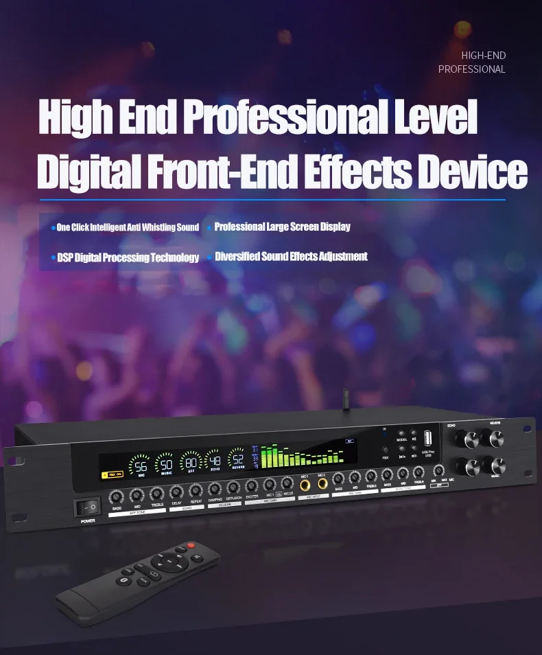 Paulkitsons LD300 Anti-Howling-Funktion Neue Effektprozessoren mit Reverb Bluetooth 5.2 Geeignet für Heim-KTV-Bühnenauftritte – Detail 1