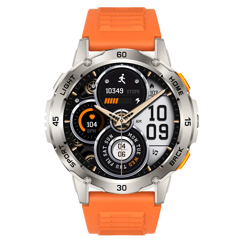 BlitzWolf BW-AT7 1,53 Zoll integrierte Taschenlampe Bluetooth Anruf Herzfrequenz Blutmonitor Schlafüberwachung Smartwatches für Männer