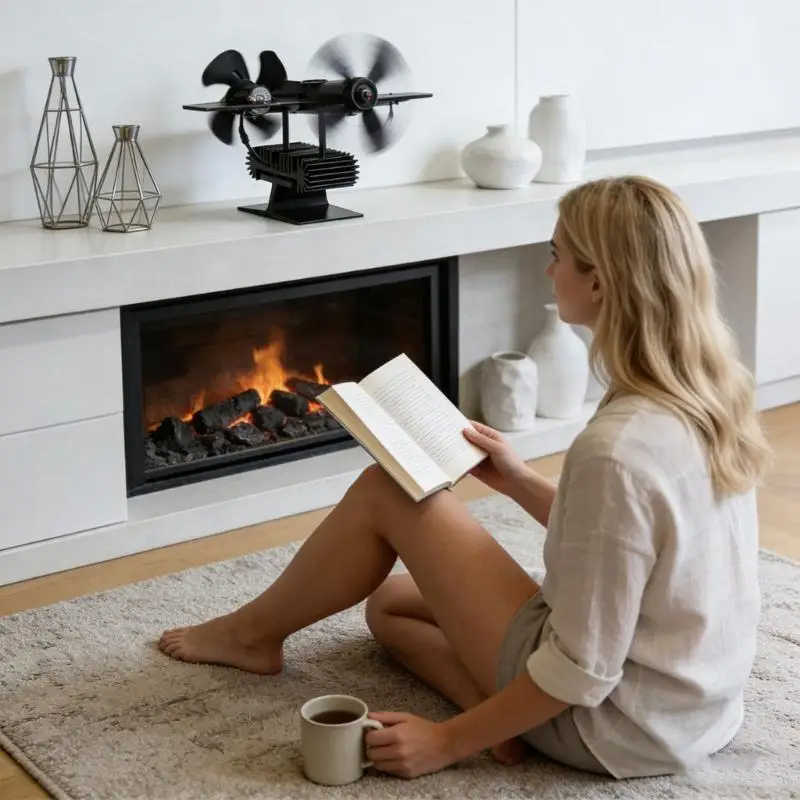 Power Efficient Warm Fan For Fireplaces Boosts Heat Distribution Quiet Modern C7AC