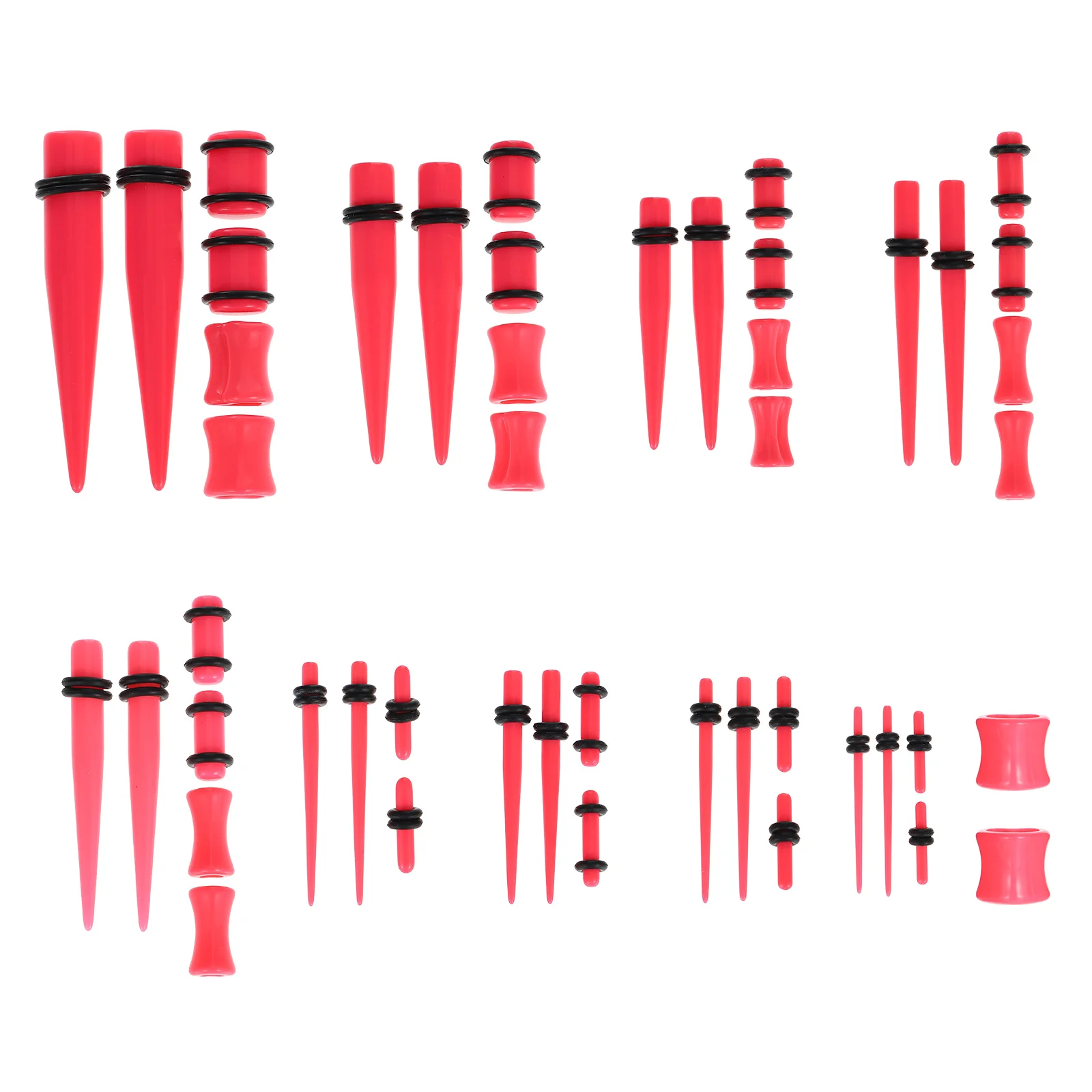 

48pcs Heart Shaped Earrings Set 3 Styles Different Sizes Acrylic Material Smooth Surface Anti Allergic Ear Gauges Stretcher Kit