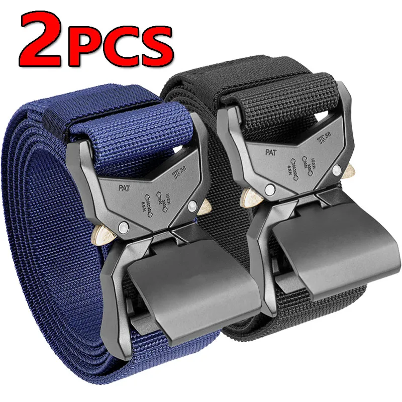 Nylon Braided Tactical Belt Men's Outdoor Quick Release Buckle Military Belt Casual Training Hunting Golf Trouser Waist Belt