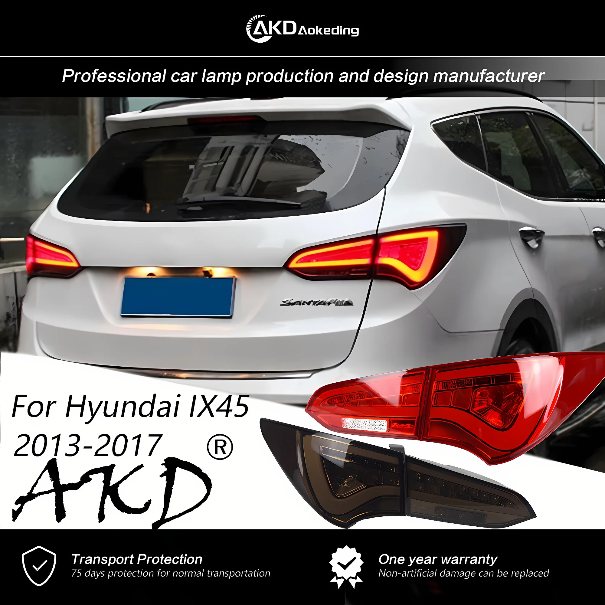 AKD Tail Lamp for Hyundai IX45 Tail Lights 2013-2017 New Santa Fe LED Tail Lamp LED DRL Signal Assmebly Upgrade Auto Accessories