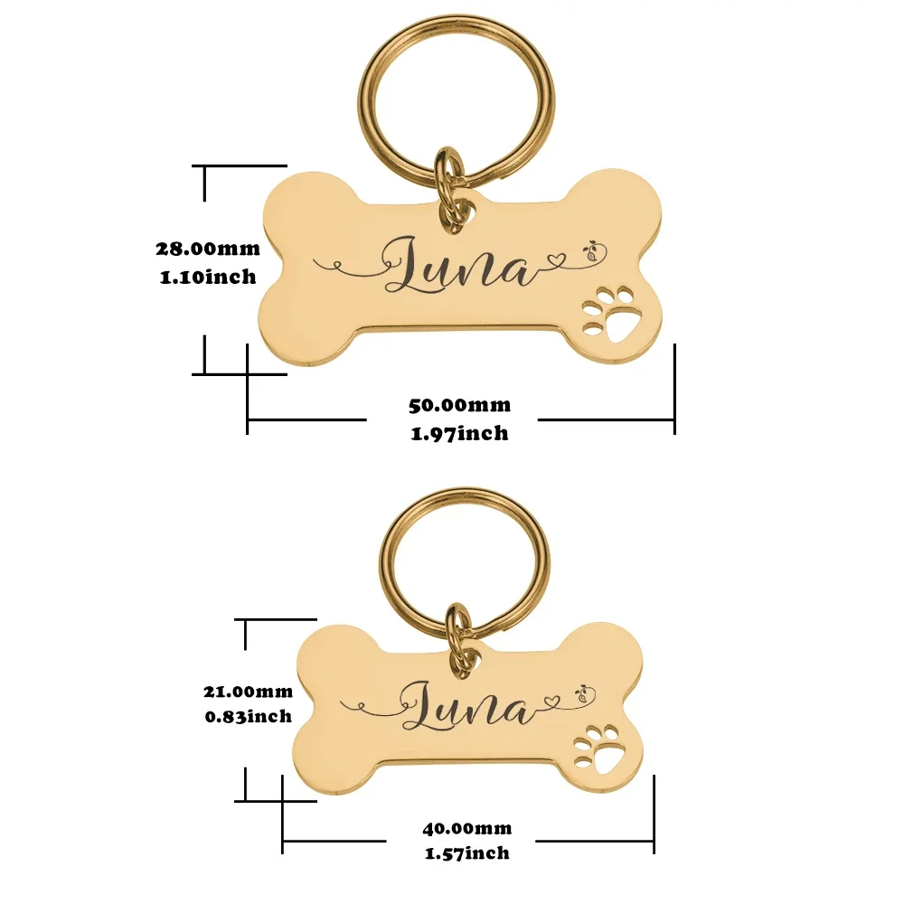 Mirror Name Plate Personalized Dog ID Tag  Anti-Lost Pet Collar Pendant Free Engraving Customized Cat Kitten ID Tag Accessories