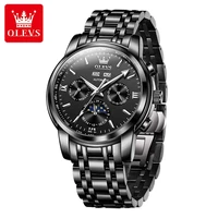 Montre automatique pour homme OLEVS 6633 avec phases de lune, acier inoxydable, étanche, calendrier/hebdomade, montres mécaniques de luxe pour hommes 2