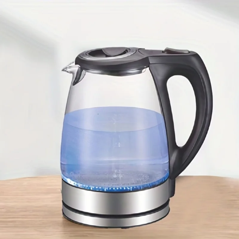 Hervidor eléctrico con filtro de acero inoxidable y tapa interior, hervidor de té de vidrio de 1,7 L con apertura amplia de 1200 W y caldera de agua caliente
