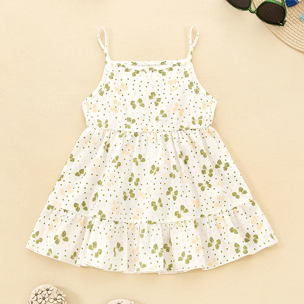 

Cozy Baby Girls Tank Dress Fresh Style Little Kids Summer Flared Sleeveless Ditsy Twirly Strap Dress