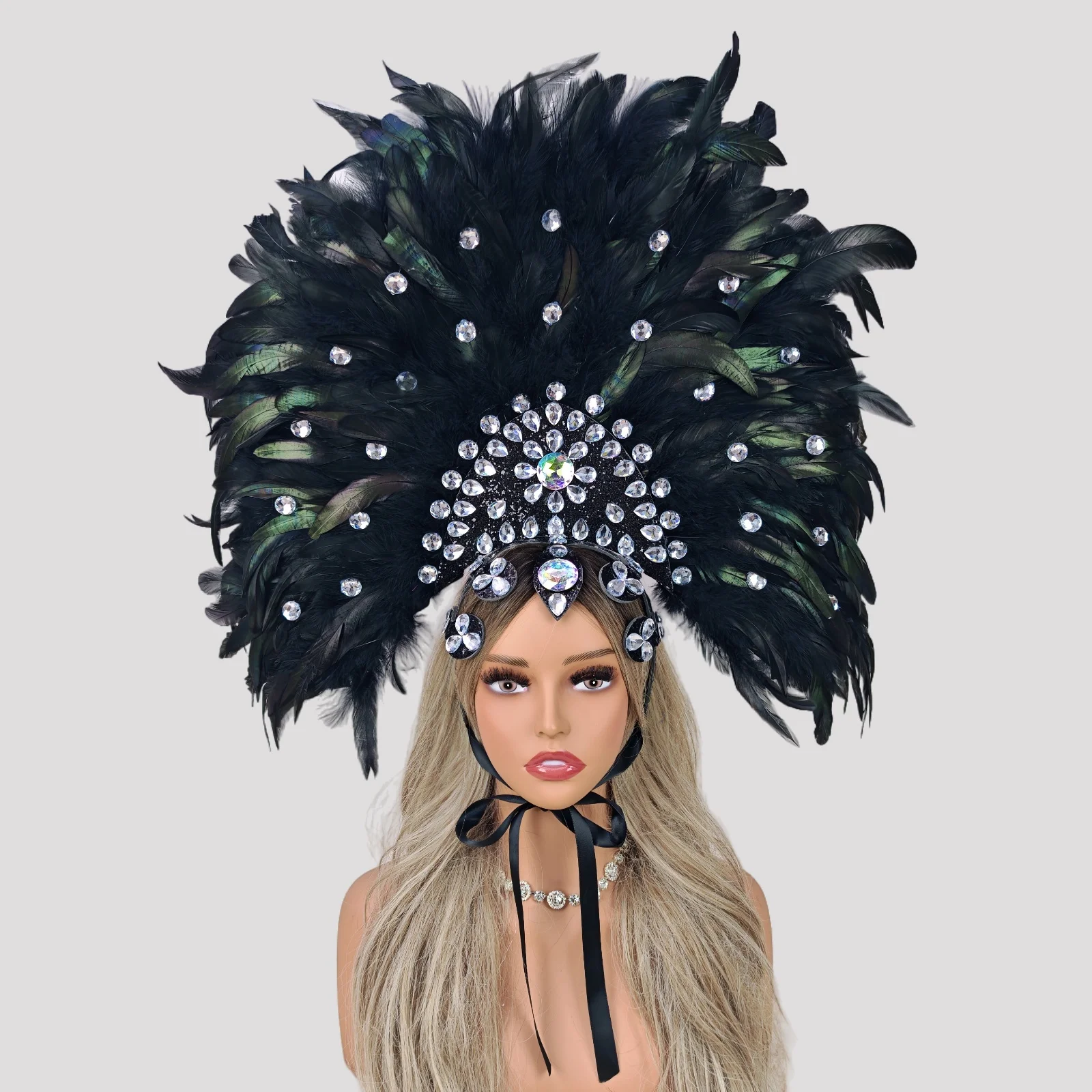 Carnival graduation ball costume accessories artificial feather headdress hair accessories Halloween catwalk character Cos props image 3