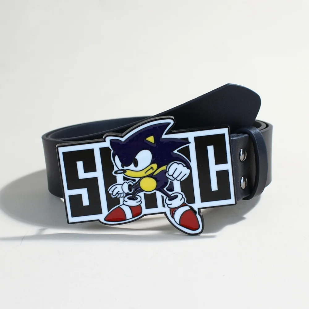 Cintura unisex Cartoon Cat Sonic Jeans Cintura gotica Y2k Cinture di design di lusso di fascia alta per le donne Cintura da uomo con rivetto nero Accessorio punk