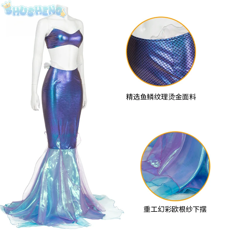 New Movies Ariel girl Princess Dress Little Mermaid Cosplay Kids Costume Party Carnival Children Halloween Clothes Adult set