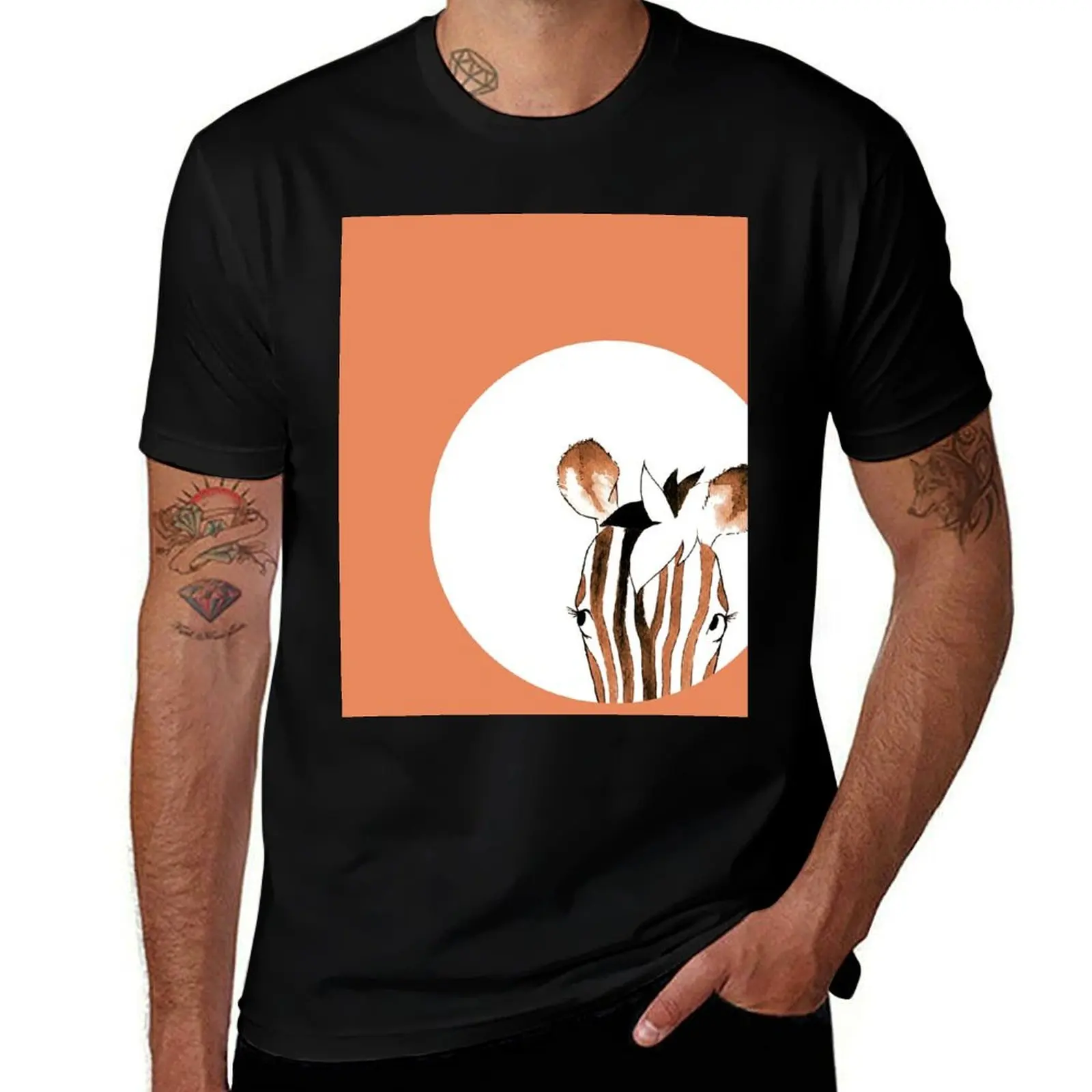 

Orange Watercolour Zebra T-Shirt g man t shirts for men t shirt custom print t shirt man casual T-shirt