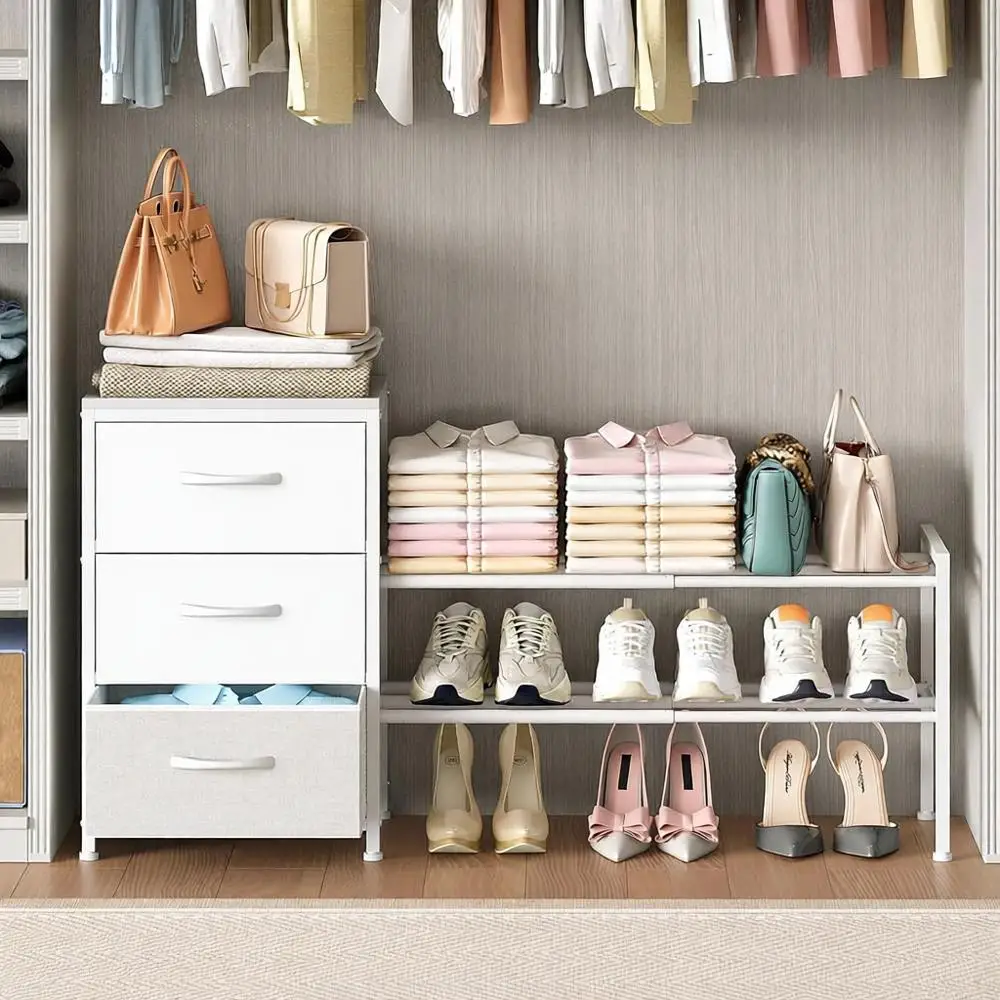 

Expandable Closet Organizers, Fabric Storage Drawers, 3 Drawer Units, Clothes Shelves, Kids Storage, Shoe Rack, Bedroom Closet O