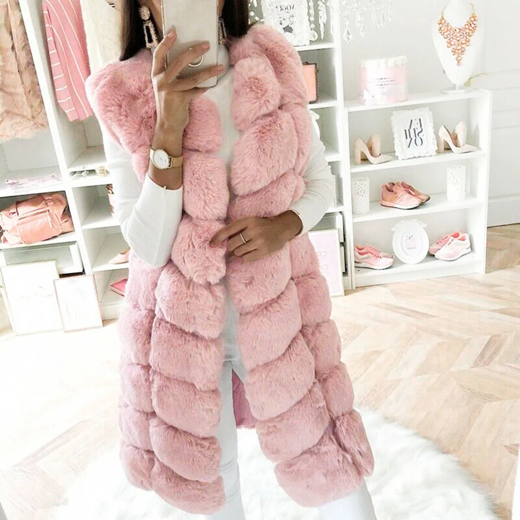 Womens Plush Fleece Vest Warm Coat Jacket