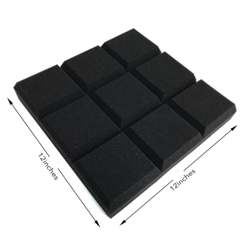 6 Pack 30X30x5cm  Acoustic Foam Panels, Beveled 9 Block Tiles, Sound Panels Wedges Soundproof Sound Insulation Absorbing