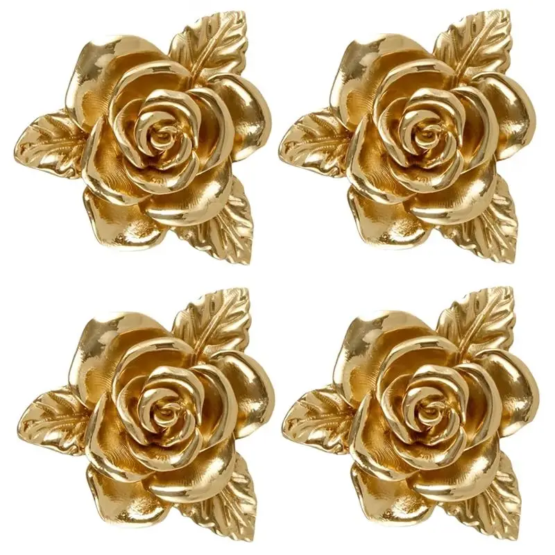 

Beauty 4PCS Solid Brass Gold Rose Furniture Pulls Handles Drawer Knobs Cupboard Wardrobe Closet Dresser Cabinet Pulls Knobs