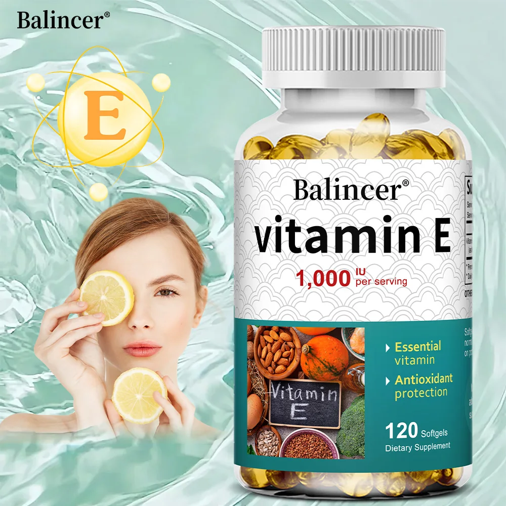 

Vitamin E 1000 IU Soft Gel - Vitamin E Supplement, Essential Antioxidant Support, Support Skin, Heart and Immune Health