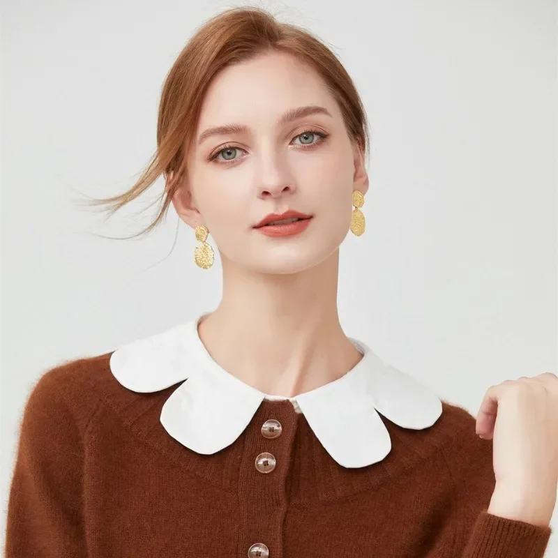 花びら襟フェイクカラー女の子女性用かわいい白綿シャツスタイル偽襟衣類取り外し可能な襟装飾