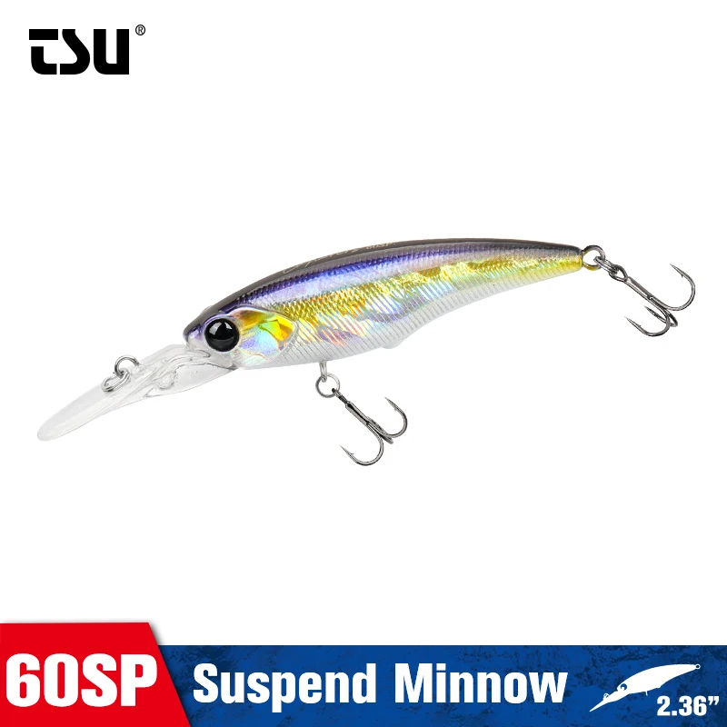 TSURINOYA 60SP 0-3.7m Suspending Minnow Explorers 5.7g Winter Fishing Lure Deep Dive Long Casting SHAD Hard Bait 14 Colors