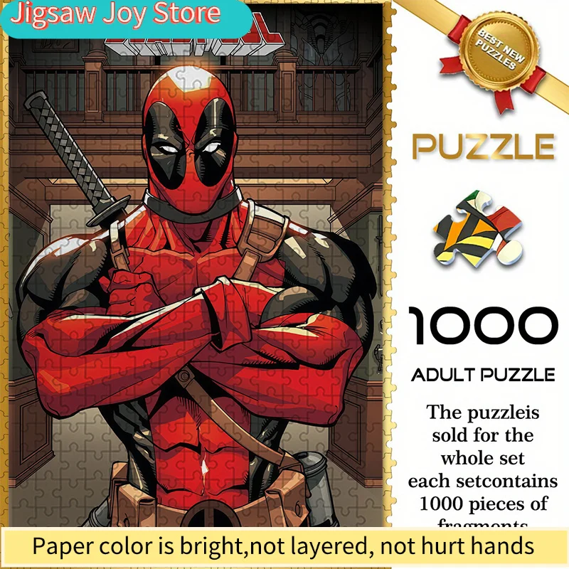 

of Marvel-Themed Seamless Puzzles Z11.3-25, Featuring Deadpool in a Classic Comic Style with Crossed Arms - Durable Thick Puzz