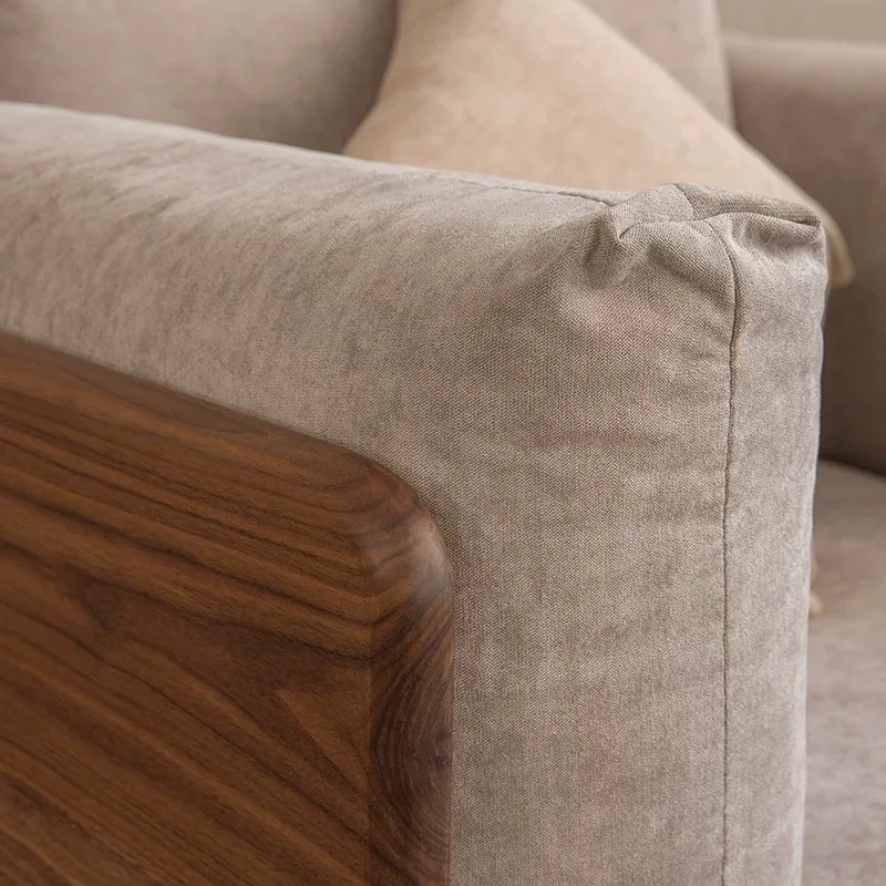 Nordic Japanese modern minimalist black walnut sofa