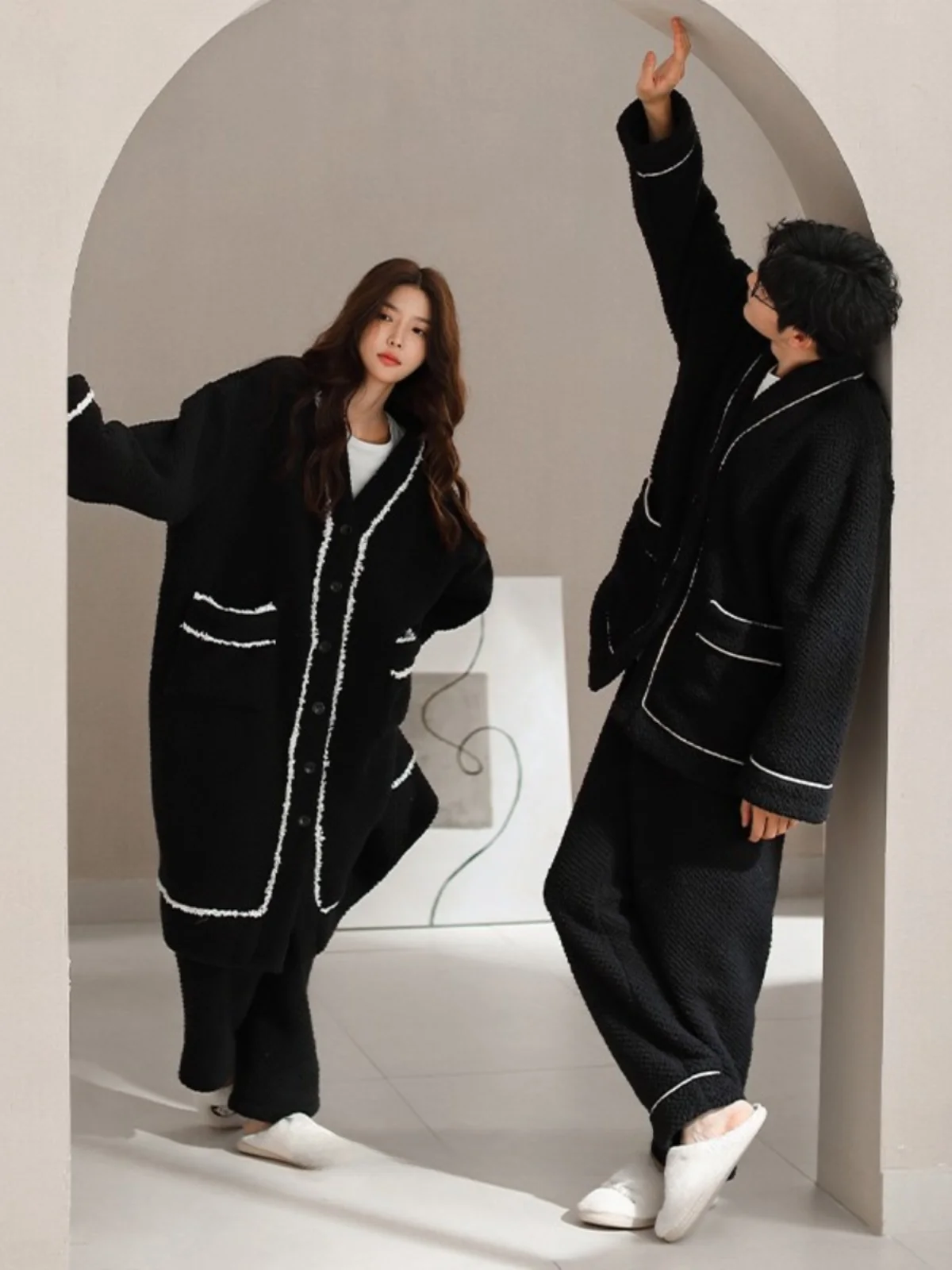 meiteng-new-winter-thiened-fce-women's-spwear-home-clothes-warm-loose-lamb-velvet-autumn-winter-set-coral-fce-pajamas