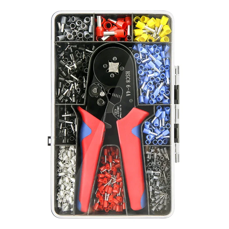 Crimping Pliers HSC8 6-4A Tubular Terminal Exquisite Storage Box Crimper Wire Mini Ferrule Crimps Tools Electrical Kit