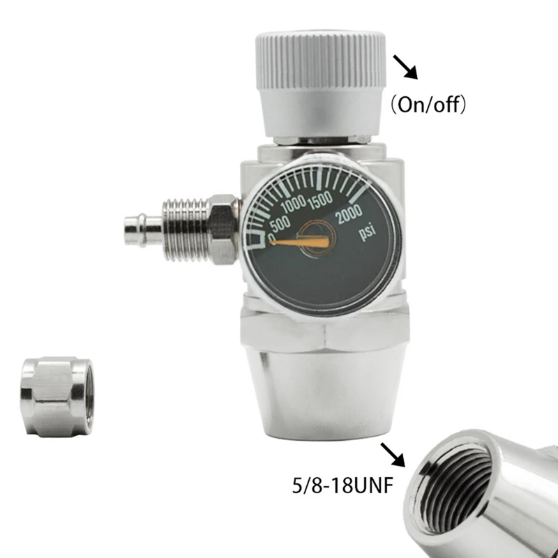 Aquarium CO2 Regulator CO2 Regulator 2000Psi Pressure Gauge For 6Mm Suction Tube 5/8-18UNF