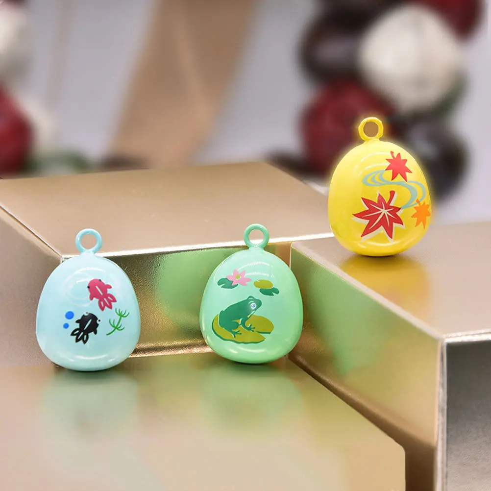 

Copper Bell Pendant Japanese Painted Maple Leaf Design Leakproof Sealing Hanging Decor For Diy Keychain