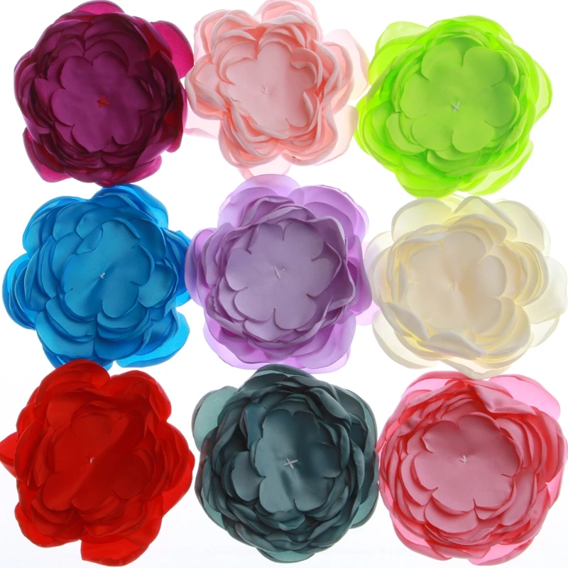 

50PCS 9.5CM Hot Sale Satin Burned Flowers For Headbands Skin Burning Fancy Hair Flowers For Hair Accessories Bouquet