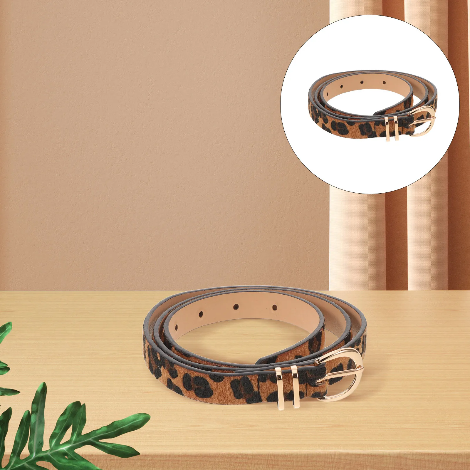 

Leopard Print For Women Vintage Faux Wide Waist Belt For Dresses Jeans Animal Print Casual Western Style Belt