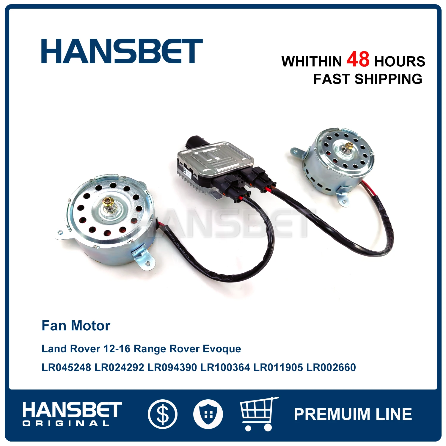 

Двигатель охлаждающего вентилятора радиатора подходит для Land Rover 12-16 Range Rover Evoque LR045248 LR024292 LR094390 LR100364 HANSBET