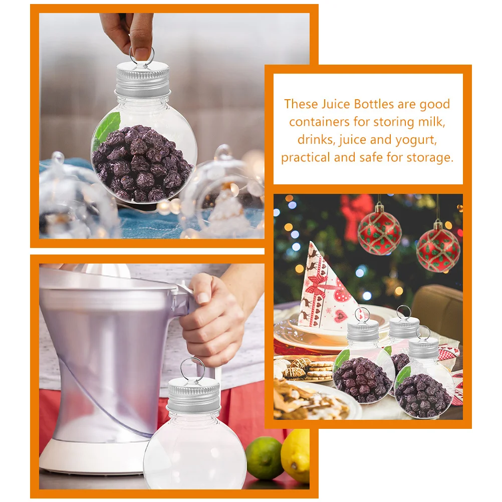 

6Pcs Juice Storage Bottles Bulb Shaped Round Container Reusable Sealing Cold Drink Bottles for Party Decor Travel Use