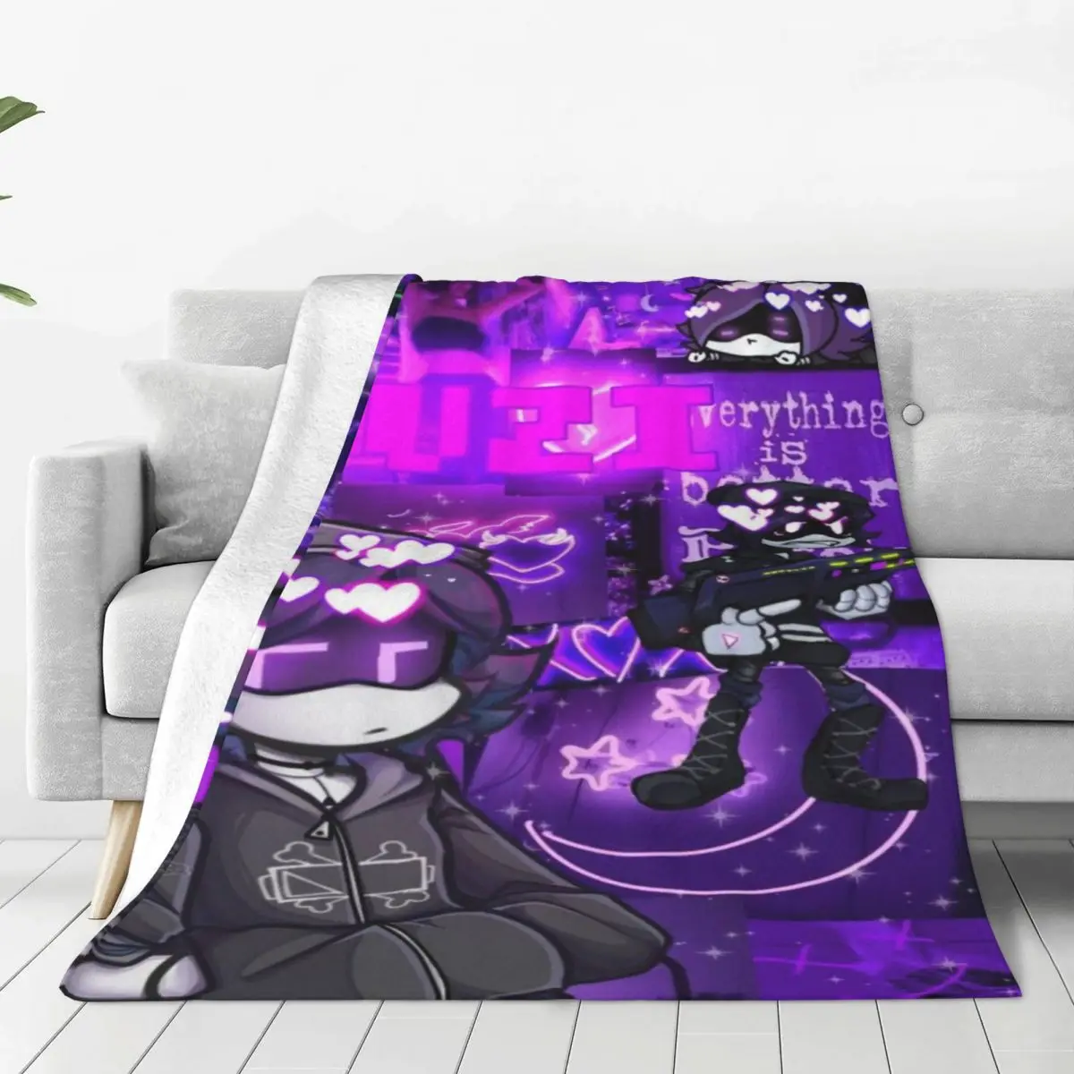 Murder Drones N And Uzi Tv Series Blankets Fleece Anime Cartoon Multi-function Warm Throw Blankets for Bedding Office Rug Piece