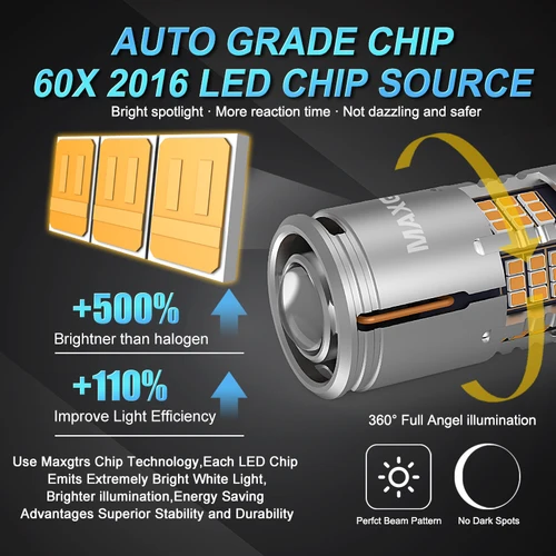 Imagen 2 del producto 2x CANBUS Bau15s PY21W 60SMD 2016 bombilla LED ámbar señal de giro de coche sin Error luz Hyper Flash 1156 P21W 7440 W21W lámpara con ventilador