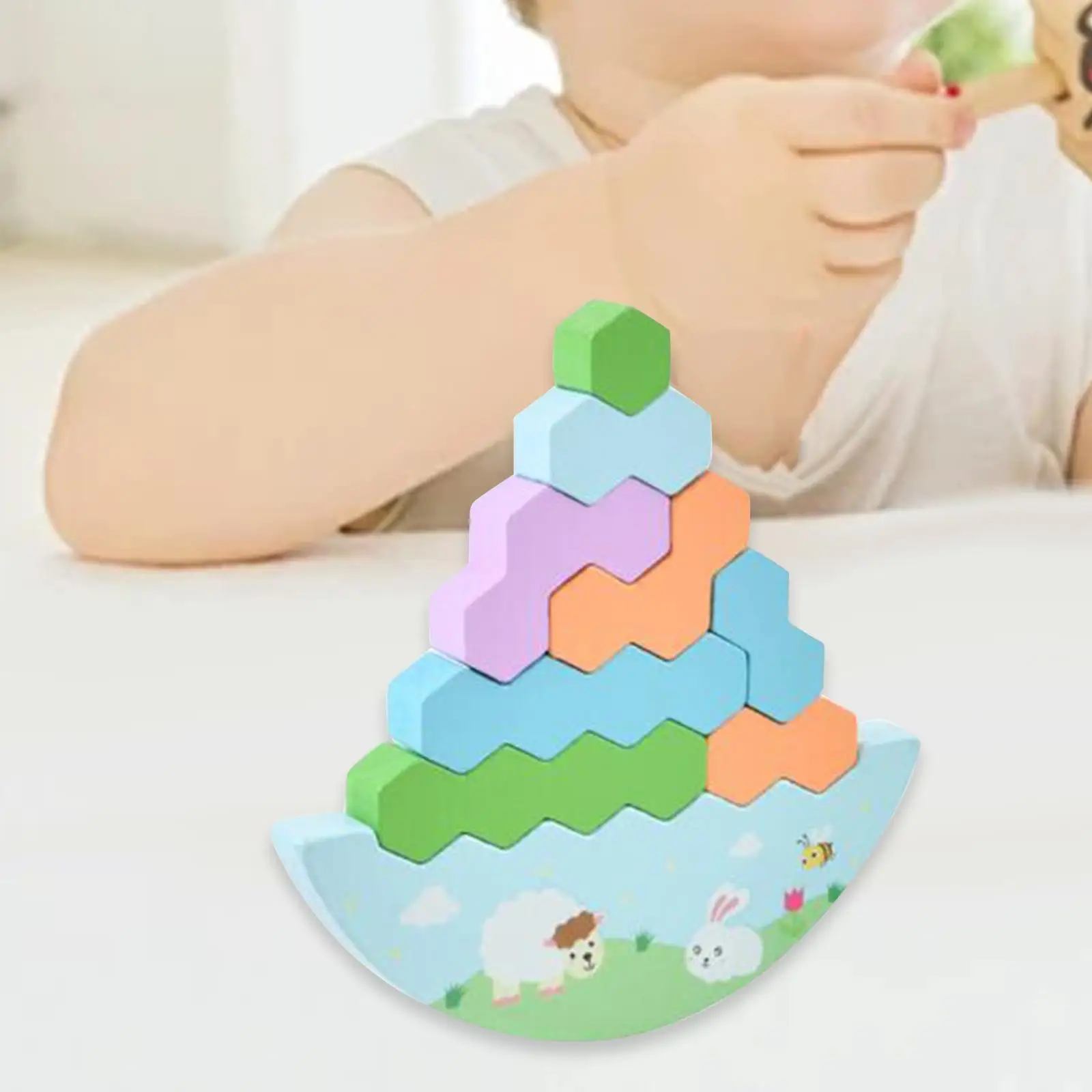 Wooden Stacking Blocks Game para meninos e meninas, Montessori Balance Stacking Toy