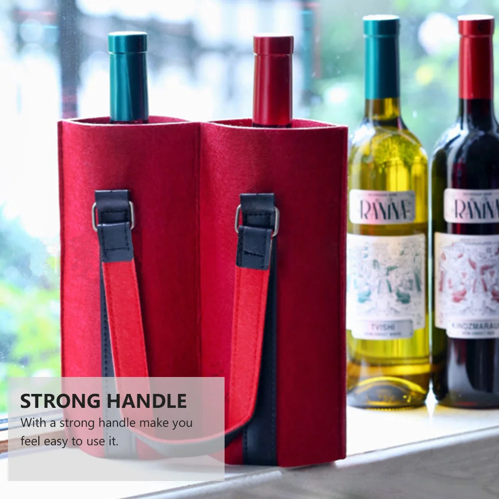 

1pc Reusable Felt Red Wine Bag Multi- Carrier Strong Handle Gift Pouch For Home Restaurant Bar Hotel Use