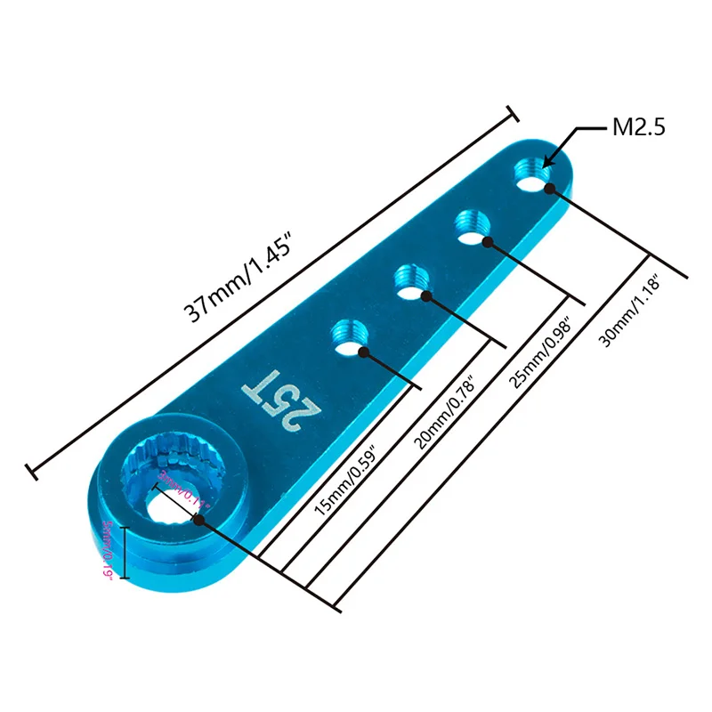 Klaxon de bras de servo de direction d'extension en métal, pièces d'inoler de voiture RC, noir, 37mm, 25T, 4 pièces