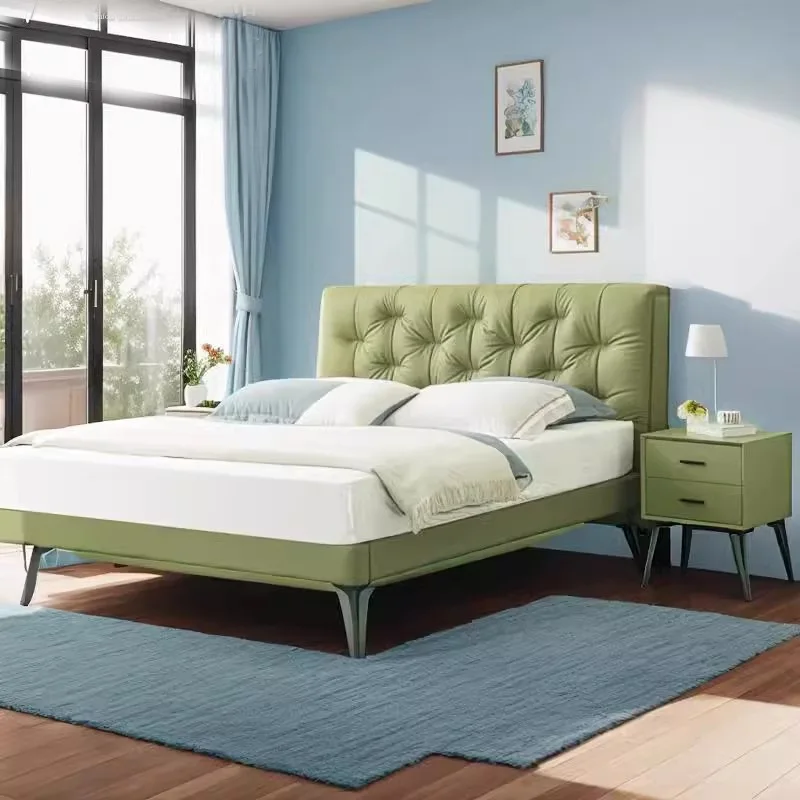 

Leave-in technology cloth bed Modern simple 1.5 meters double bed Solid wood Italian light luxury master bedroom bed 2025 new