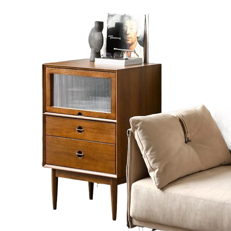 

Retro - style black solid wood decorative cabinet, TV cabinet and side cabinet, medieval - style storage bucket