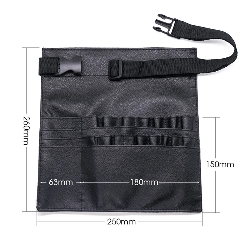 Multi-function Black PU Leather Cosmetic Bag Waist Bag Makeup Brush Bag With Belt For Professional Makeup Artist Large Capacity