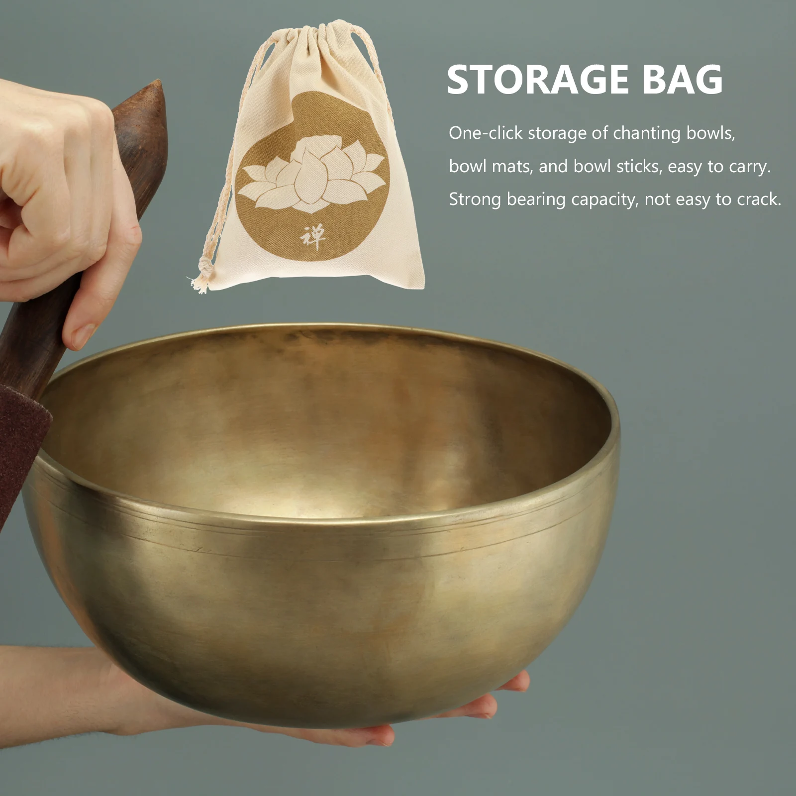 

Buddha Sound Bowl Bag Cotton Linen Storage Pouch for Tibetan Singing Bowl Meditation Gift Compact Size Durable Sturdy Smooth
