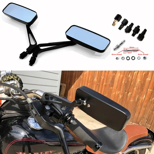 Imagen 1 del producto Espejos retrovisores laterales universales para motocicleta, 8mm, 10mm, para Harley, Honda, Yamaha, Kawasaki, deportes callejeros, Chopper Cruiser