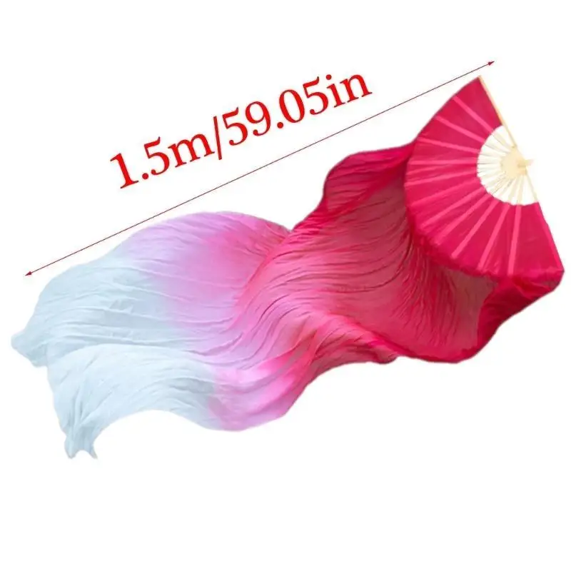 39BB Mujeres Artificial Silk Belly Dance Fans Bamboo Fans velil National Dance Veil Fans