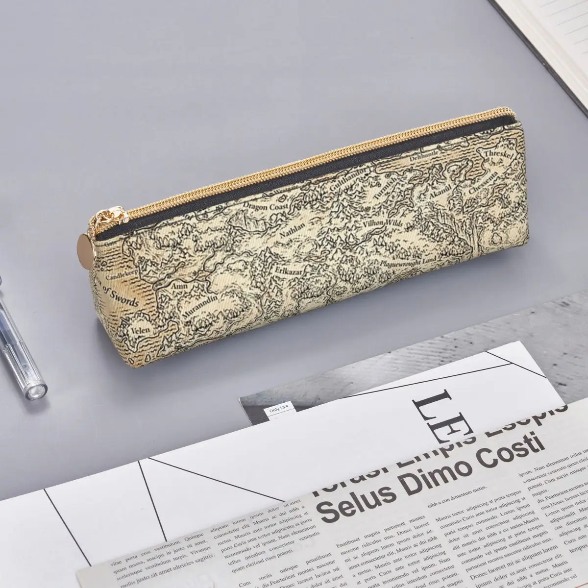 Annotated Map Of Faerun Pencil Case for Studen Gifts Pen Box Pencil Bag Stationery Supplies Pen Holder Bag
