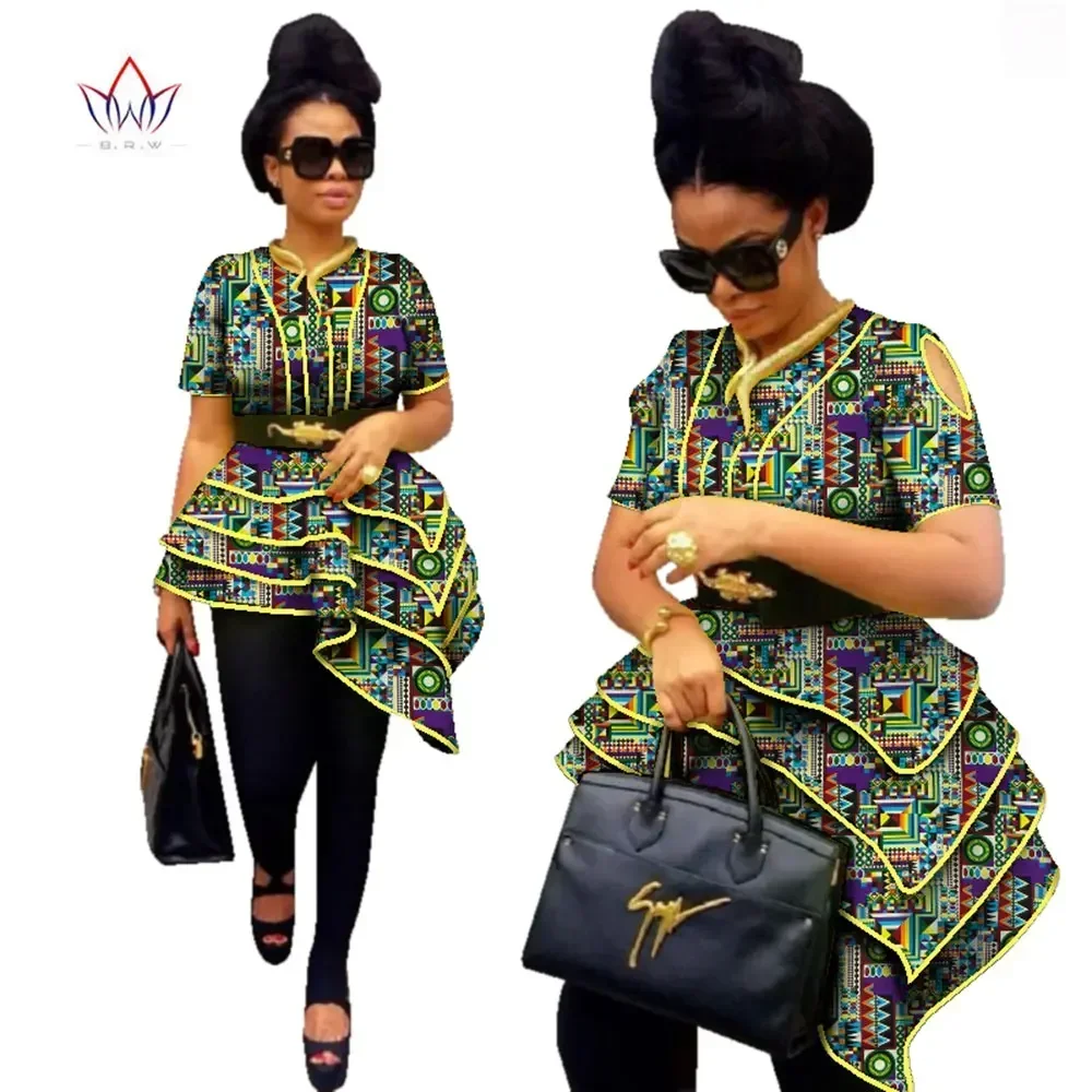 BRW Africa Style Women Modern Fashions Womens Tops Dashiki African Print Tops Shirt Plus Size M-6XL Women Clothing WY2576